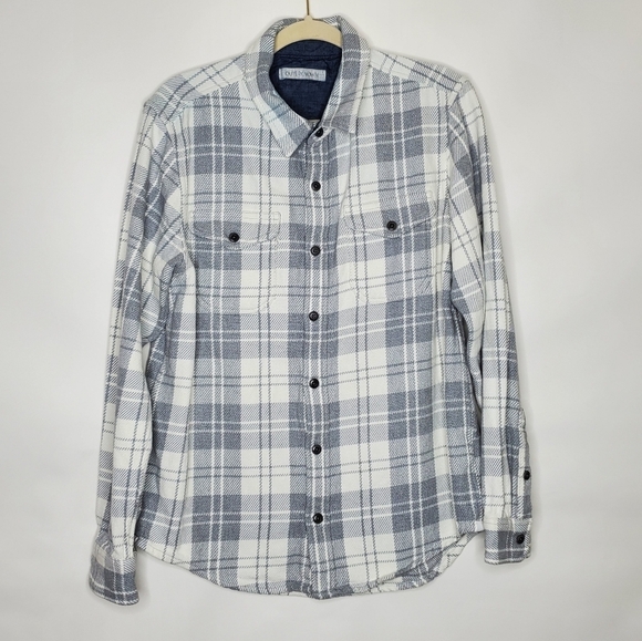 OUTERKNOWN Shirt Jacket Men's Size M Organic Cotton Plaid Shacket Pockets Grunge